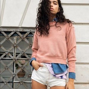 Free People Kora Cashmere Crew Sweater in Rose Pink | BRAND NEW